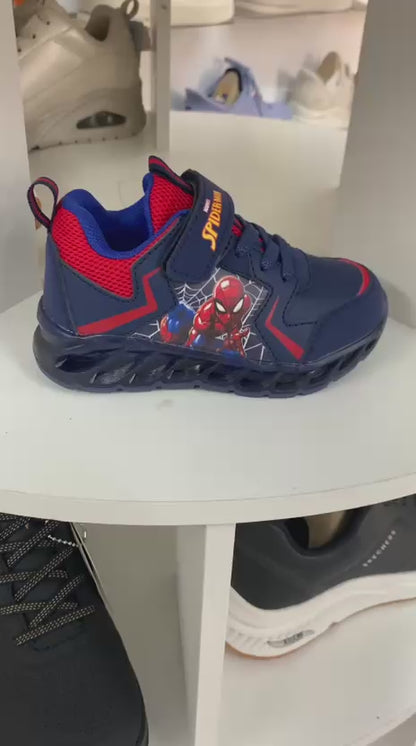 Spiderman Scarpe Bambino Invernali a Strappo con Luci Sportive Blu Sneakers