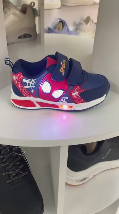 Spidermano Scarpe Bambino Invernali a Strappo con Luci Blu Sneaker Sportive
