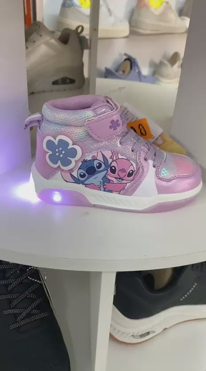 Lilo & Stitch Stivaletto Sportivo Bambina Rosa con Luci Chiusura a Strappo