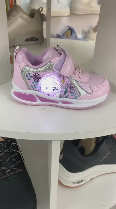 Elsa Frozen Scarpe Bambina Rossa con Luci Invernale Chiusura a Strappo Sportiva